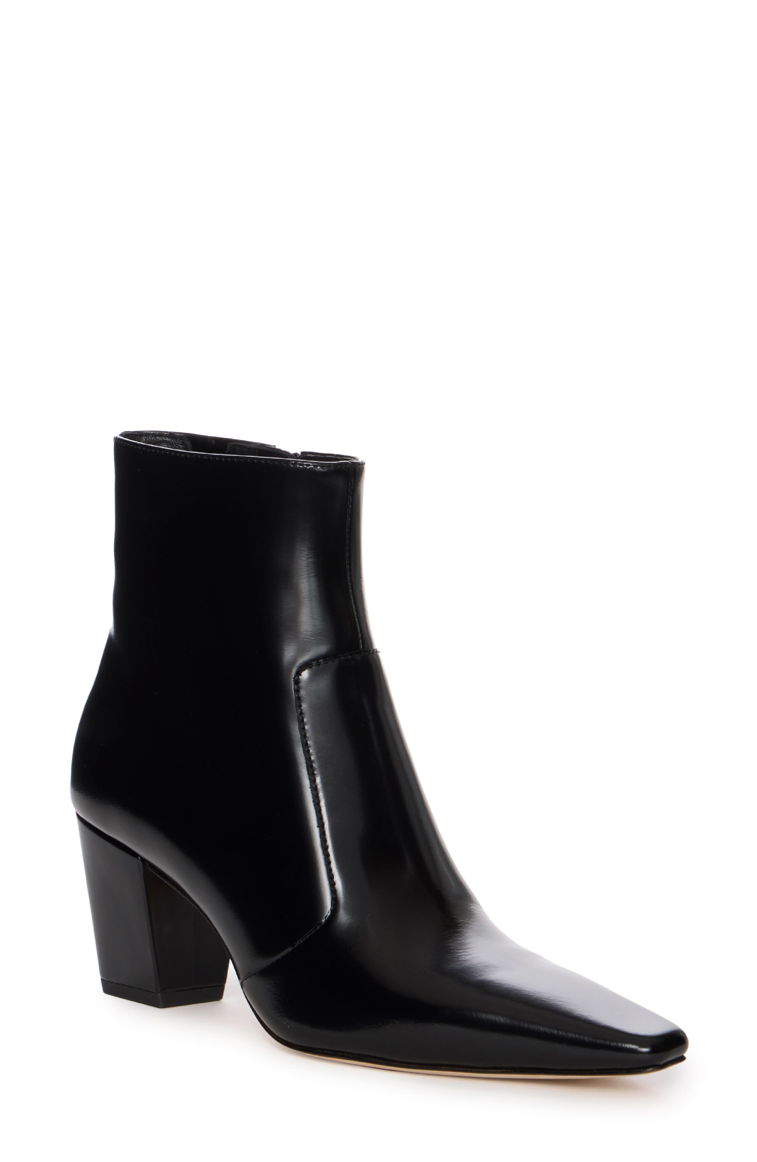 Welsley Leather Bootie, Main, color, BLACK