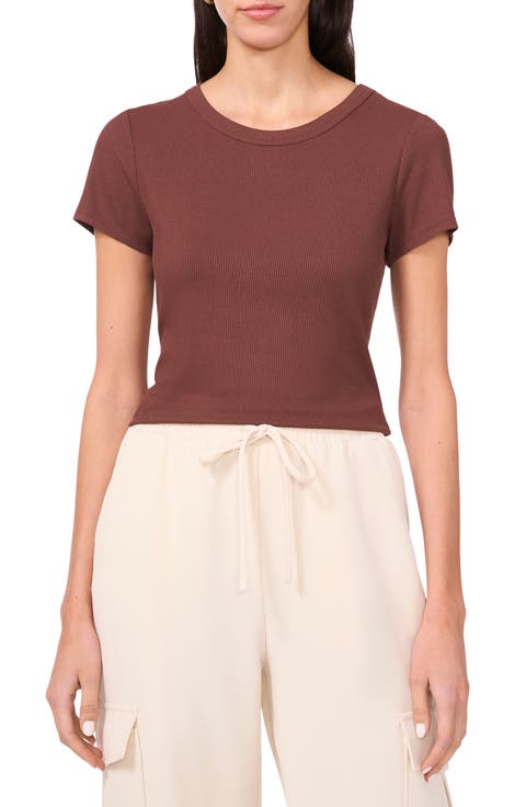 Rib Knit Jersey T-Shirt