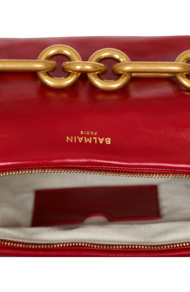 Balmain Sync Medium Bag In Calfskin Leather, Alternate, color, Red