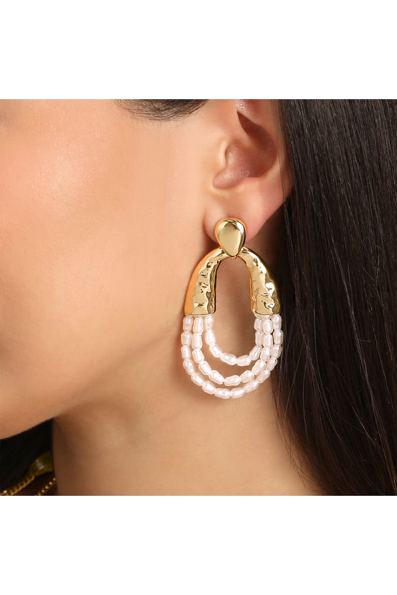 Pear Hoop Earrings, Alternate, color, Gold