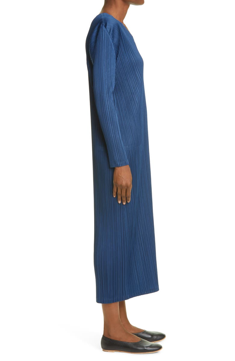 Pleats Please Issey Miyake Pleated Long Sleeve Midi Dress, Alternate, color, 