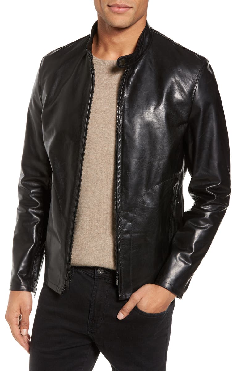 Schott NYC Café Racer Unlined Cowhide Leather Jacket, Main, color, Black