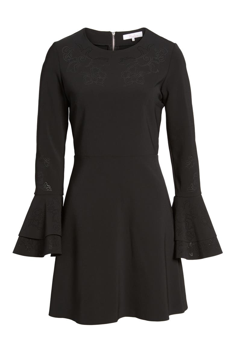Orlando Ruffle Sleeve Dress, Alternate, color, BLACK