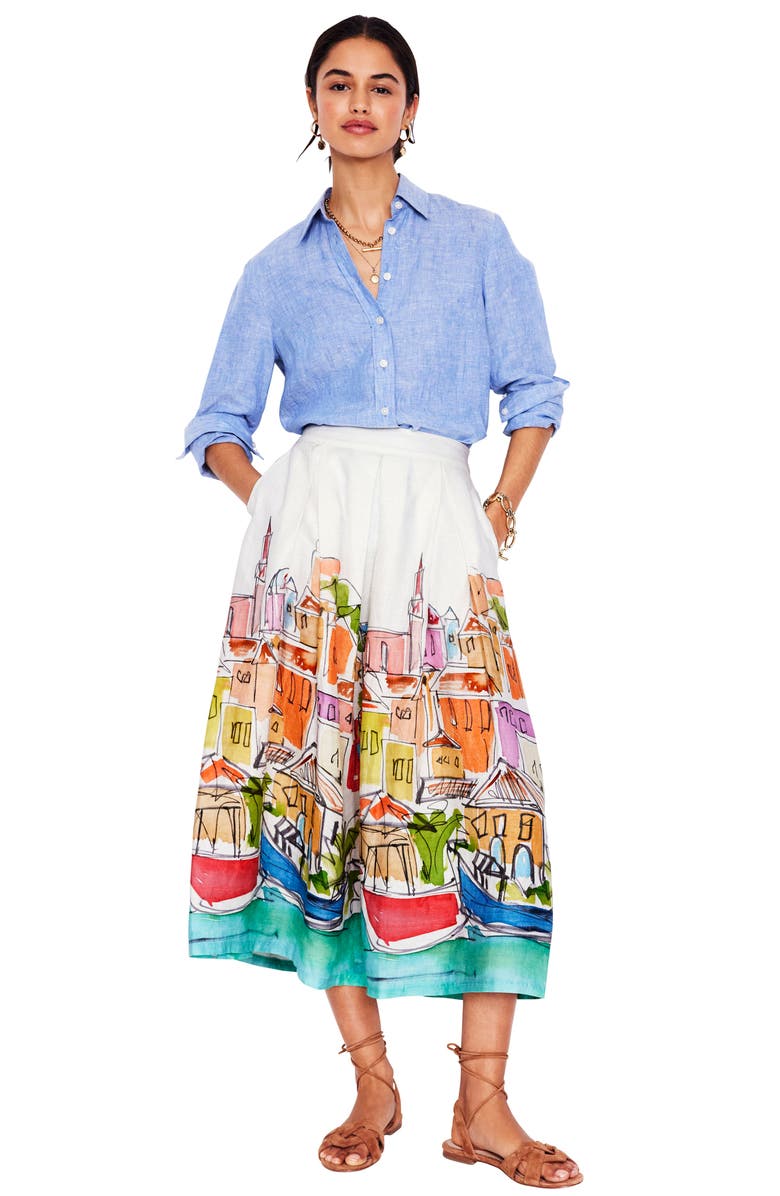 Boden Verity Linen Midi Skirt, Alternate, color, 