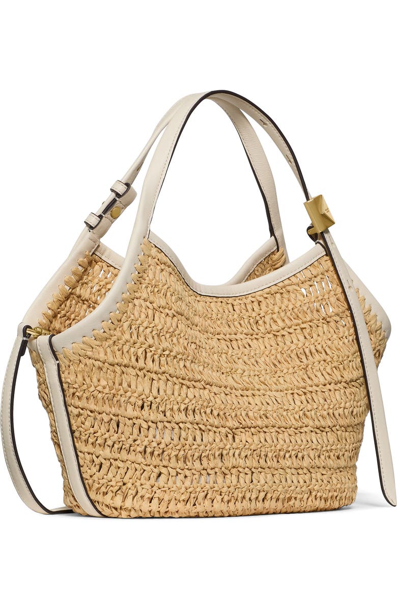 Kate Spade New York deco straw small tulip tote bag, Alternate, color, Natural