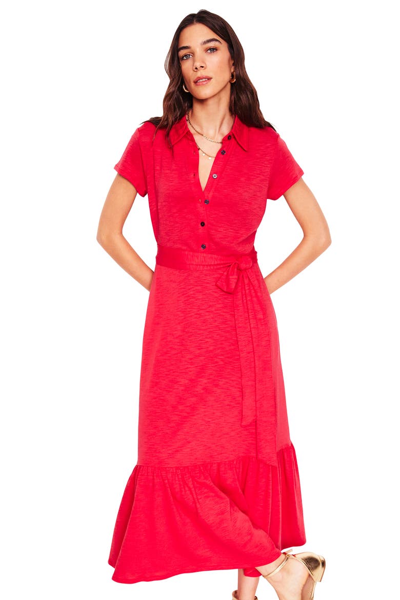 Cressida Slub Jersey Dress, Alternate, color, RED