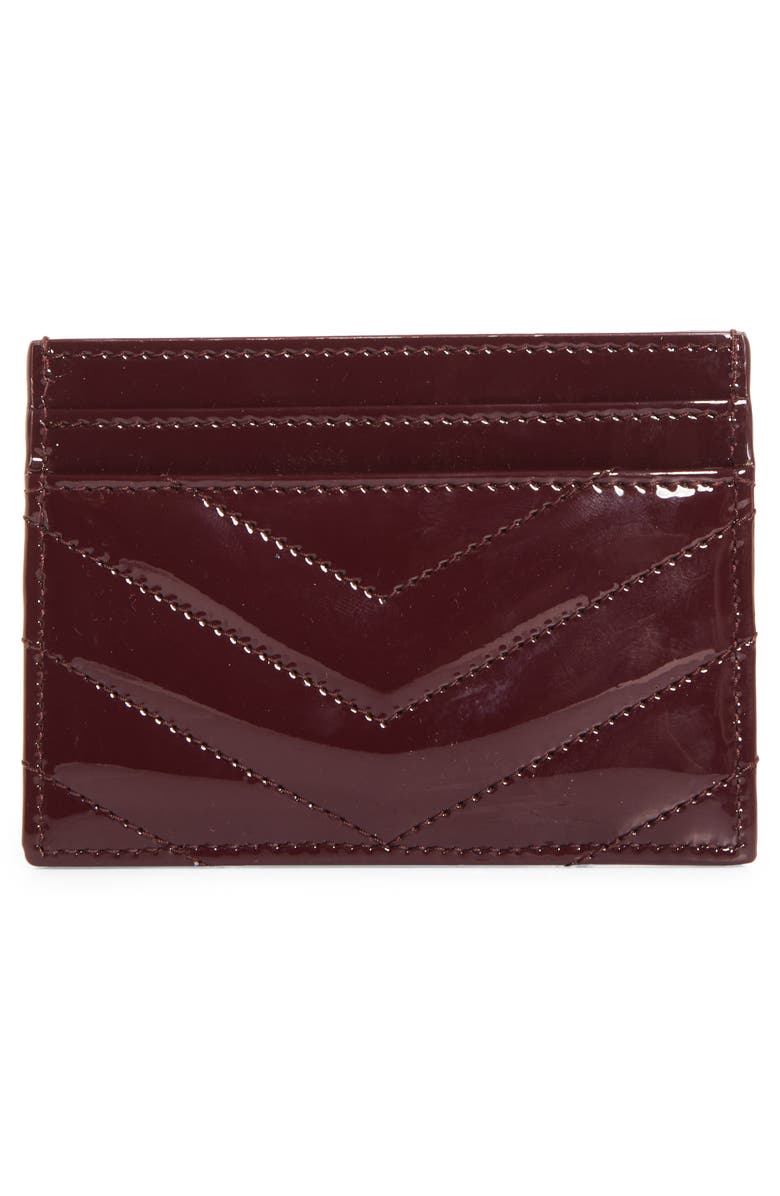 Saint Laurent Cassandra Matelassé Patent Leather Card Case, Alternate, color,
