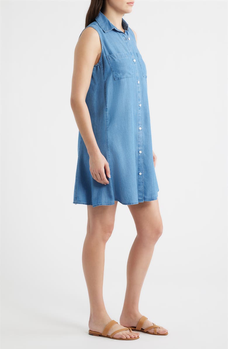beachlunchlounge Danya Sleeveless Shirtdress, Alternate, color, Medium Wash