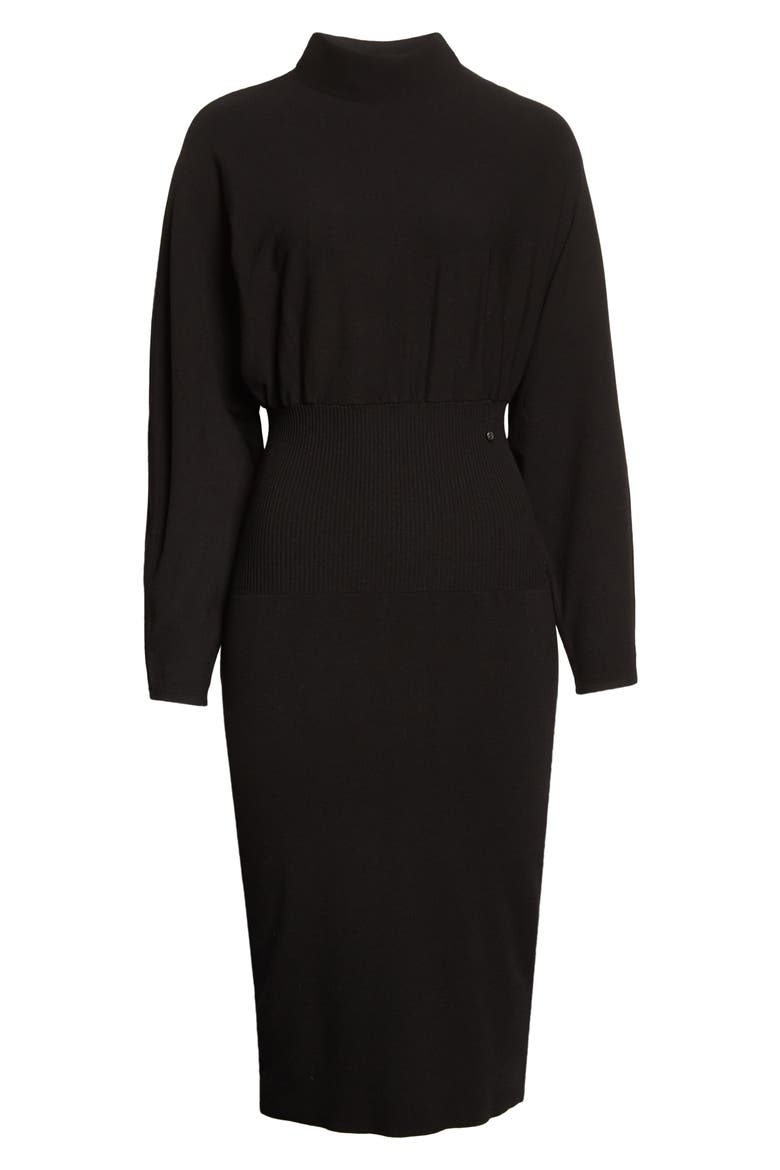 Alice Long Sleeve Cocoon Knit Dress, Alternate, color, BLACK