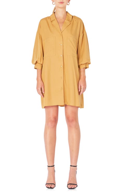 Tie Waist Mini Shirtdress