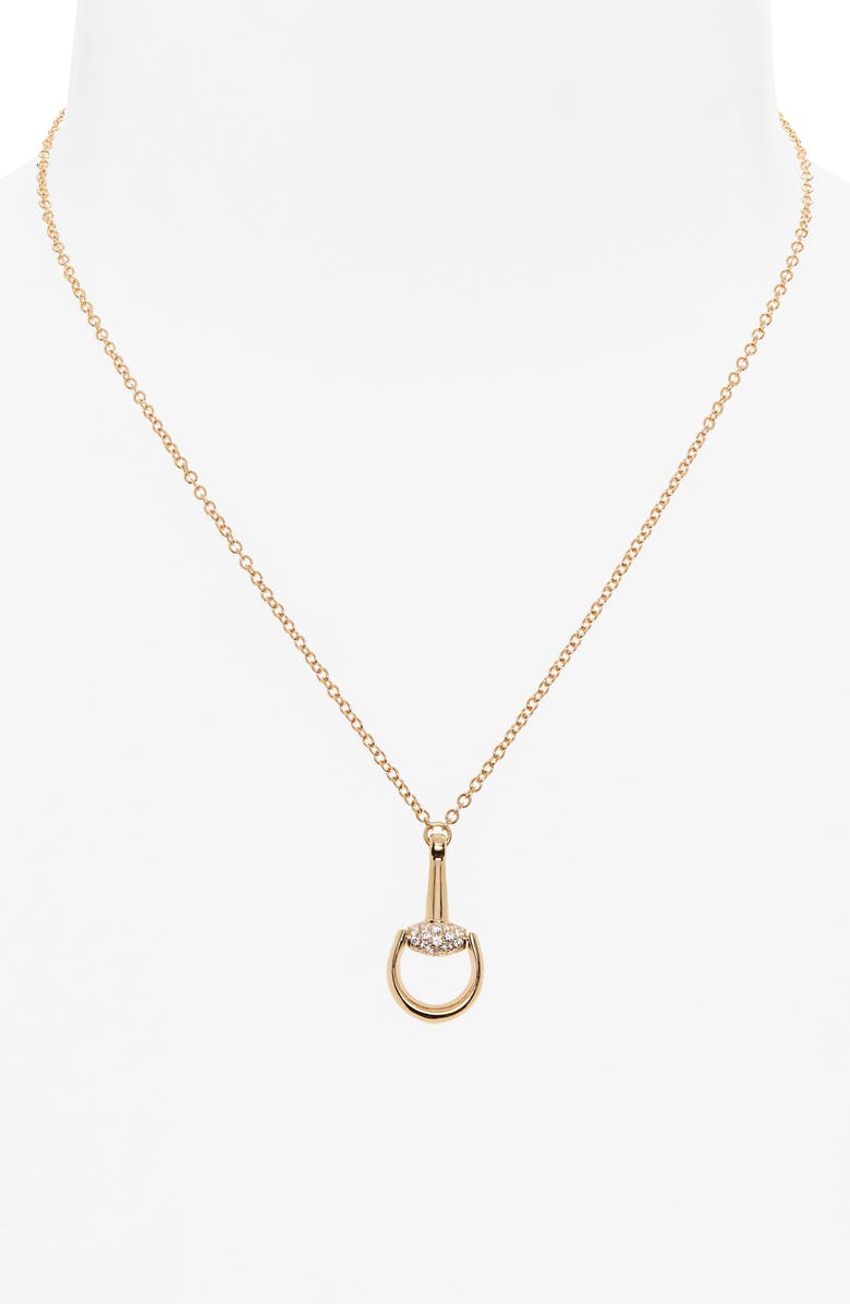 Gucci Demi Fine Horsebit Pendant Necklace, Alternate, color, 