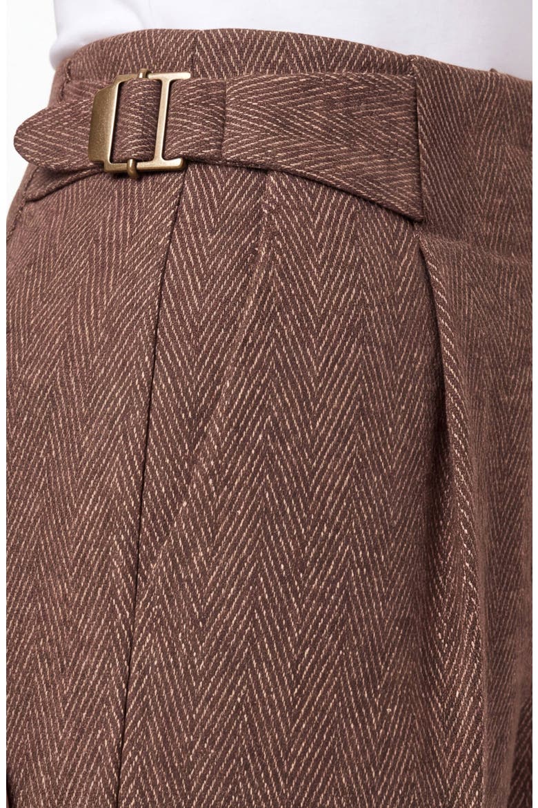 Side Tab High Waist Wide Leg Trousers, Alternate, color, CHESTNUT