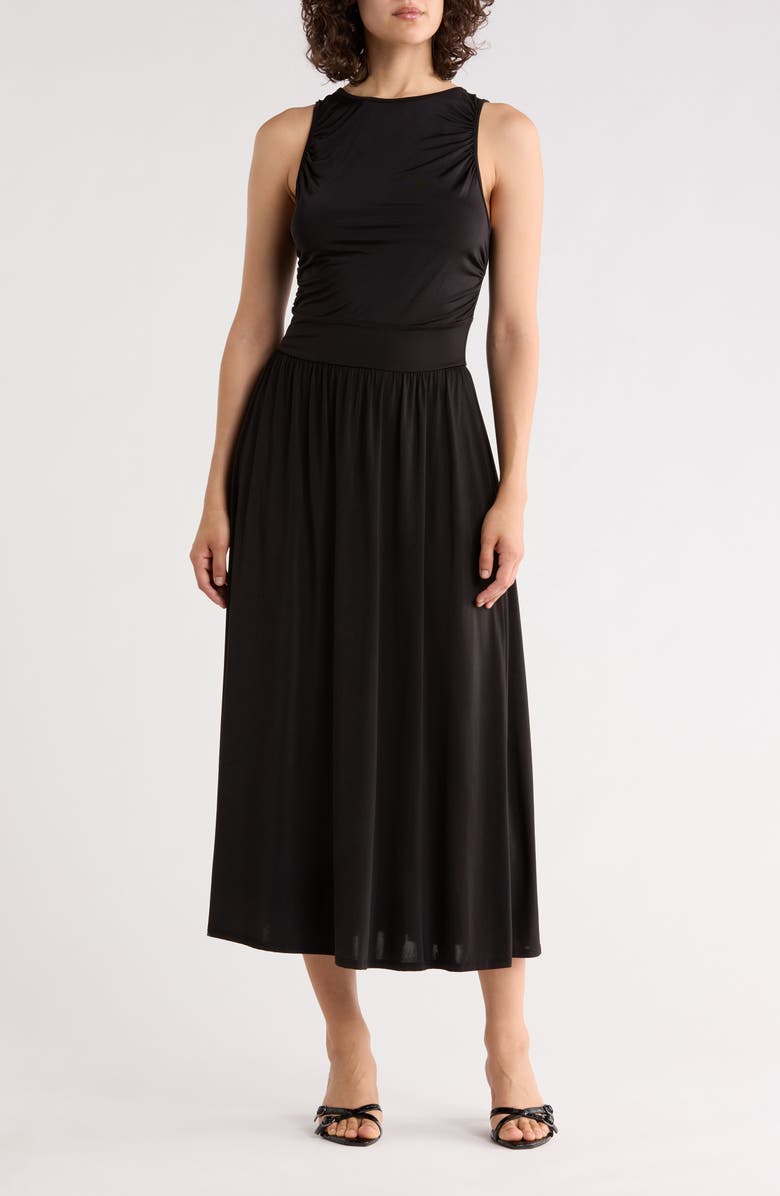 WEST K Ruched Midi Dress, Main, color, Black