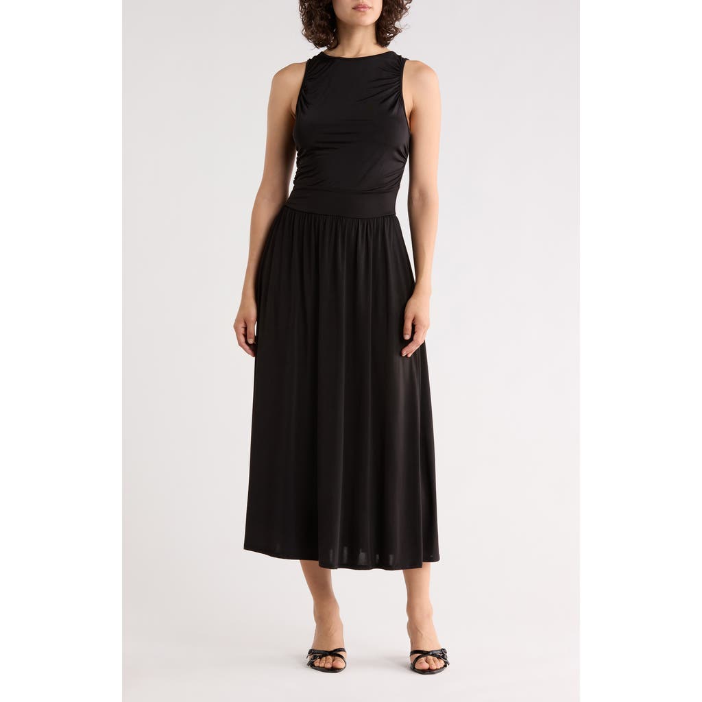 WEST K Ruched Midi Dress in Black at Nordstrom Rack, Size X-Large