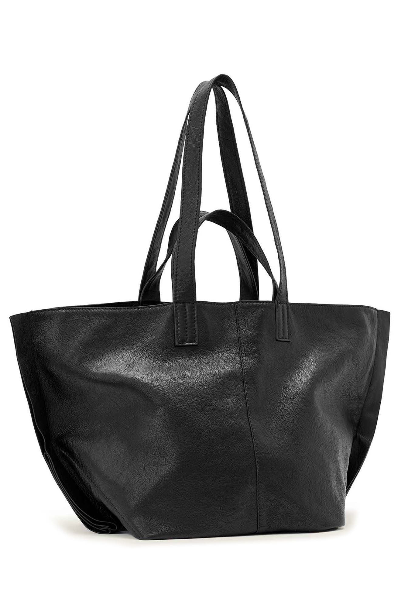 Lutece Leather Tote, Alternate, color, BLACK