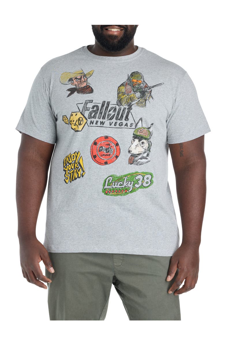 True Nation by DXL Big & Tall Fallout New Vegas Graphic Tee, Main, color, Gray Heather