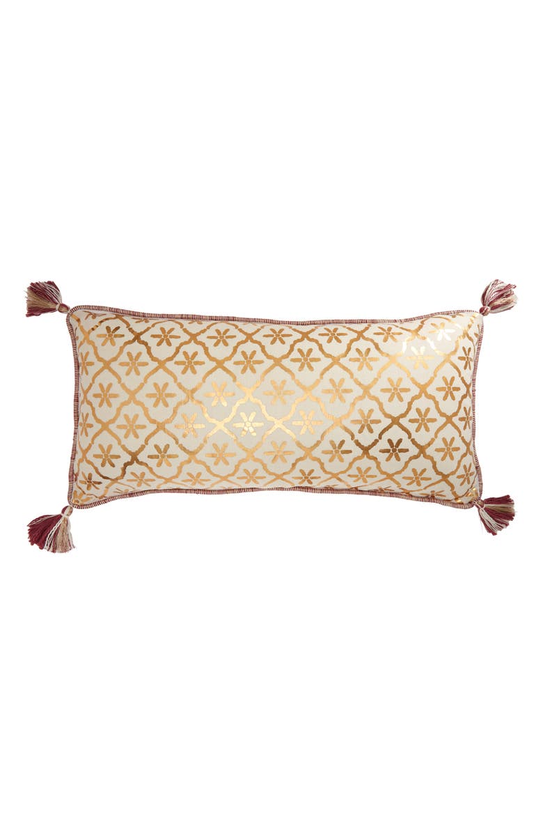 Anthropologie Home Feze Metallic Print Tassel Accent Pillow, Alternate, color, 