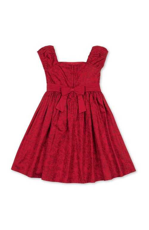 Hope & Henry Kids' Organic Puff Sleeve Sateen Party Dress In Red