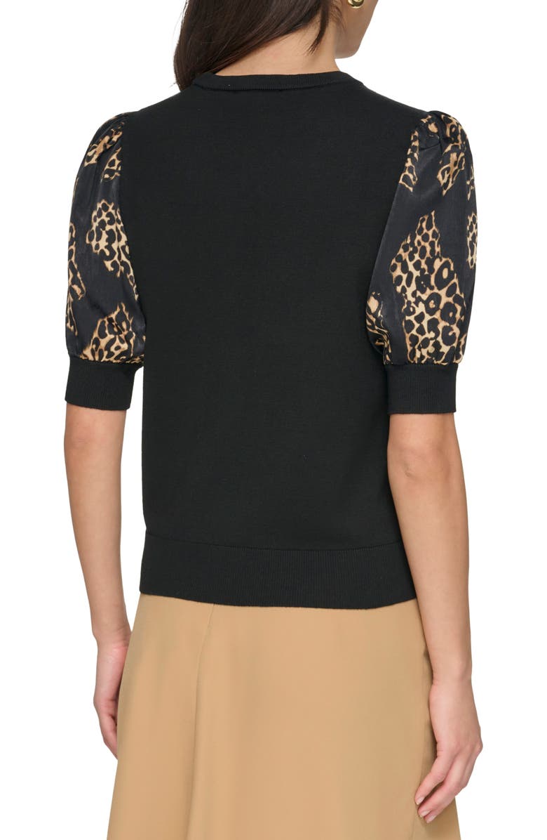 DKNY Mixed Media Puff Sleeve Sweater, Alternate, color,