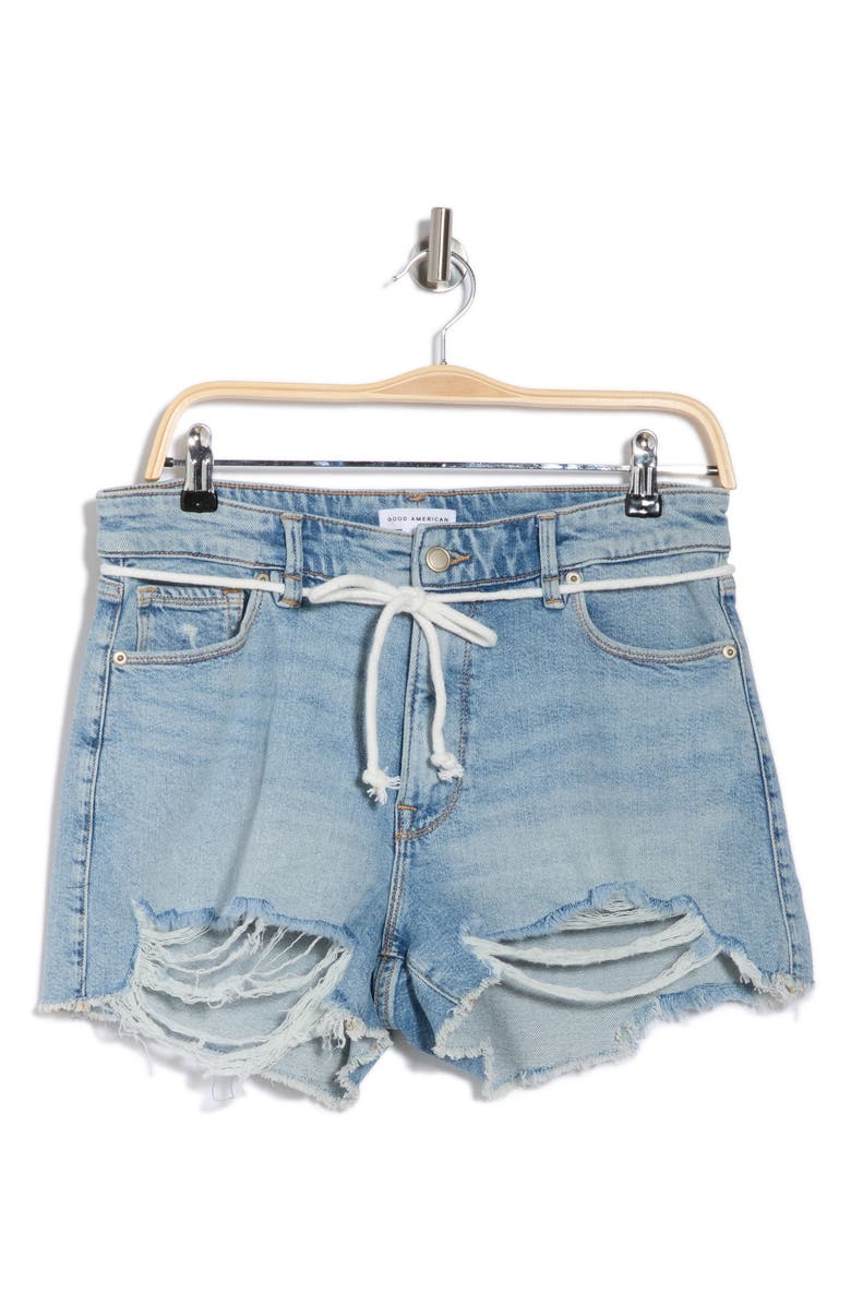 Good American Good Girlfriend Denim Shorts, Alternate, color, Light Indigo 669