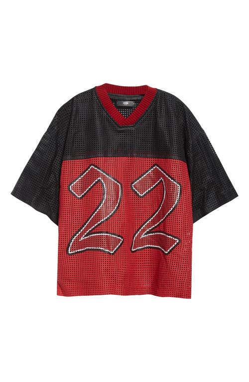 Amiri Oversize Colorblock 22 Perforated Leather Jersey In Black
