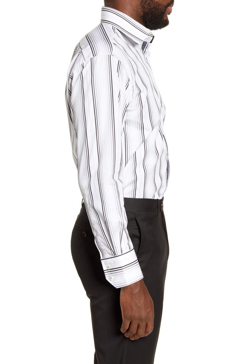 Trim Fit Stripe Dress Shirt, Alternate, color, WHITE