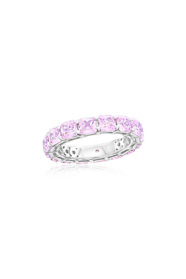 Cushion Cut Cubic Zirconia Eternity Band Ring, Main, color, PINK