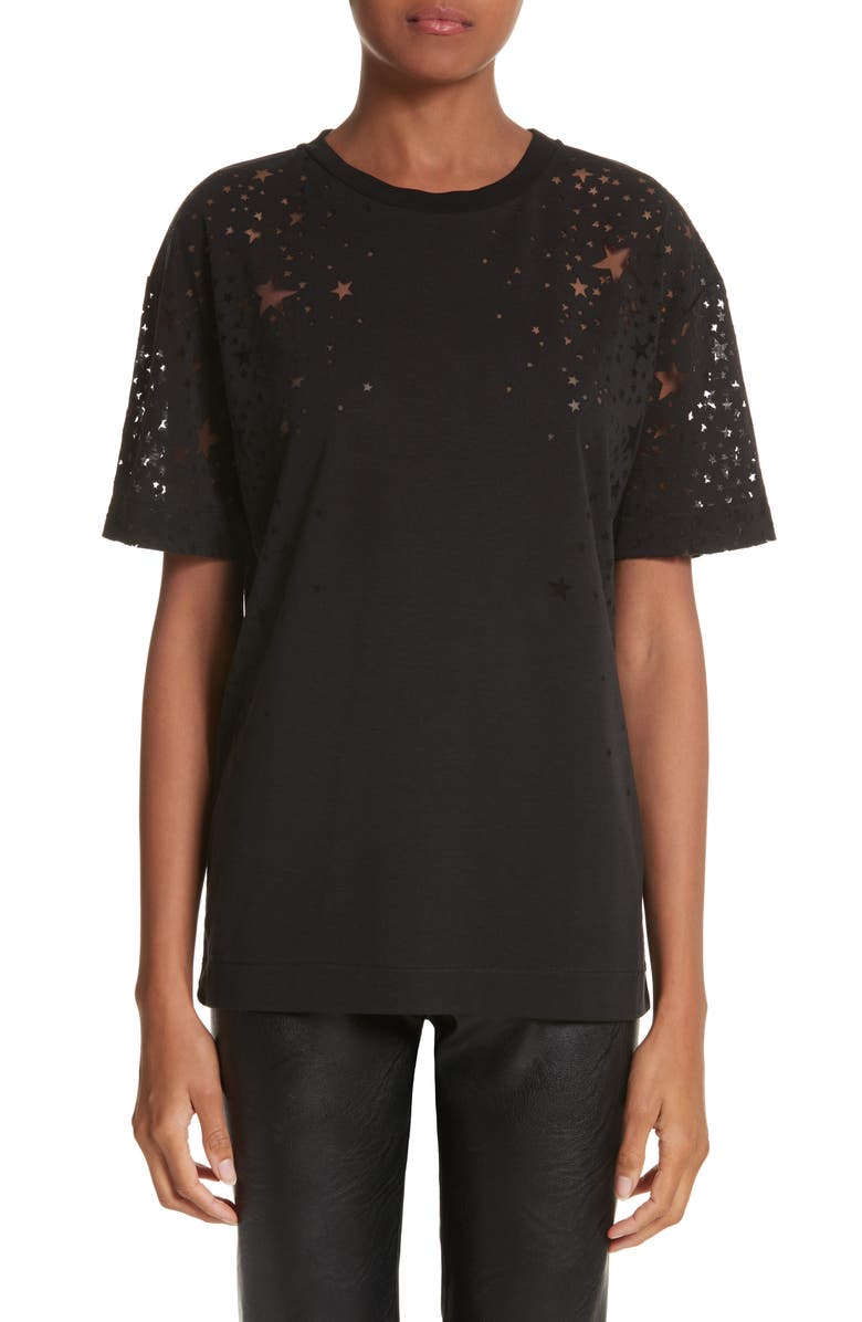 Stella McCartney Burnout Star Tee, Main, color, 