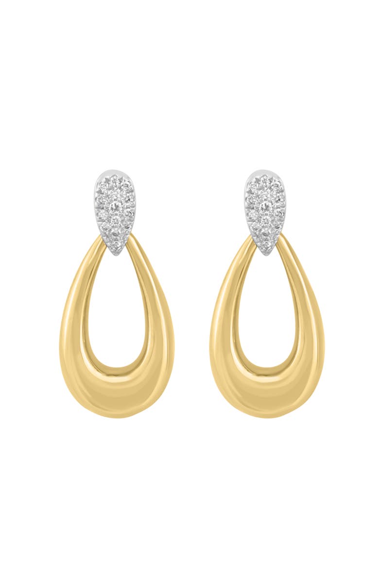 Diamond Teardrop Earrings in 14K White & Yellow Gold, Main, color, Yellow
