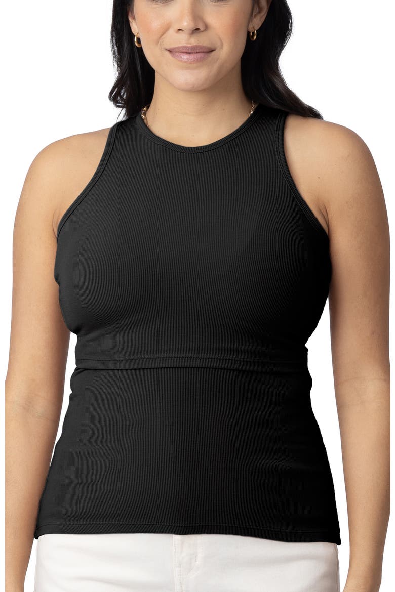 Ribbed Racerback Nursing Tank, Main, color, Black