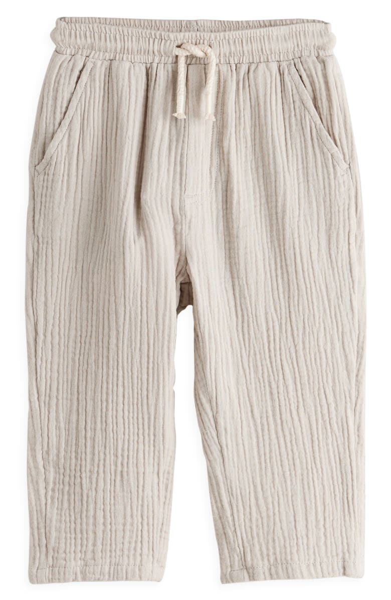 NEXT Kids' Cotton Gauze Drawstring Pants, Main, color, Neutral