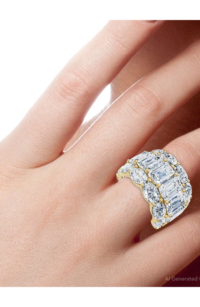 Bliss Diamond 12.30Ct Diamond Wide Fashion Ring Emerald & Oval Cut Gold Lab Grown Band, Alternate, color, 