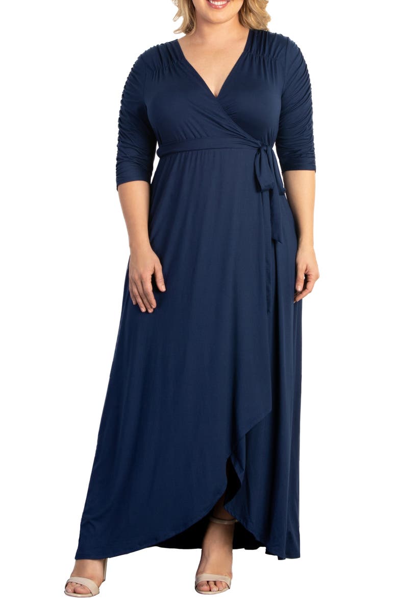 Meadow Dream Wrap Maxi Dress, Main, color, NAVY