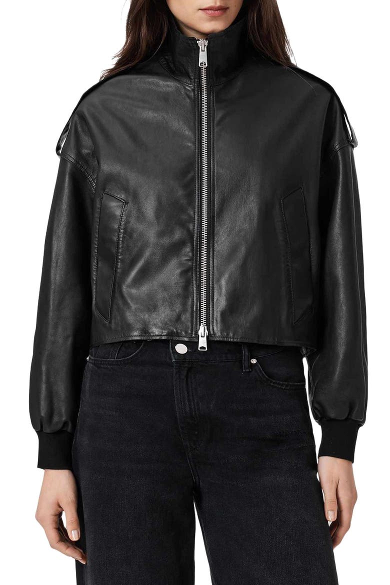 Lowden Leather Jacket, Main, color, BLACK