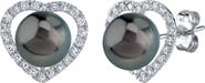 The Pearl Source Tahitian South Sea Pearl & Diamond Heart Amour Earrings