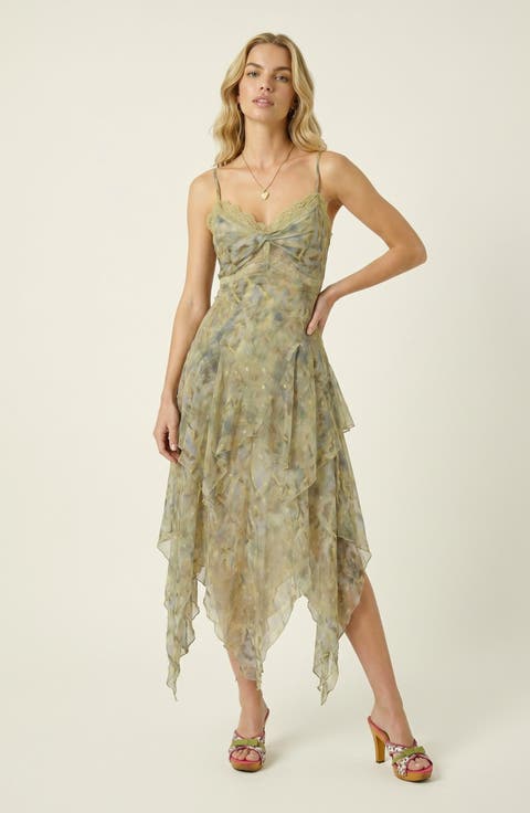 Sheer Ruffle Midi Dress