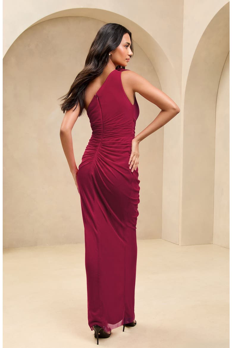 Red Corsage One Shoulder Gown, Alternate, color, RED