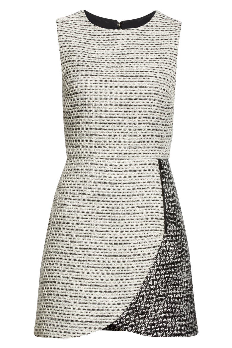 Sally Zip Detail Minidress, Alternate, color, WHITE/ BLACK