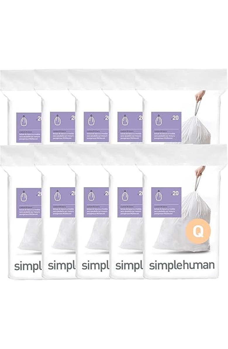 simplehuman Code Q Custom Fit Liners with Quick Dispense Packs, Main, color, 200 Liners