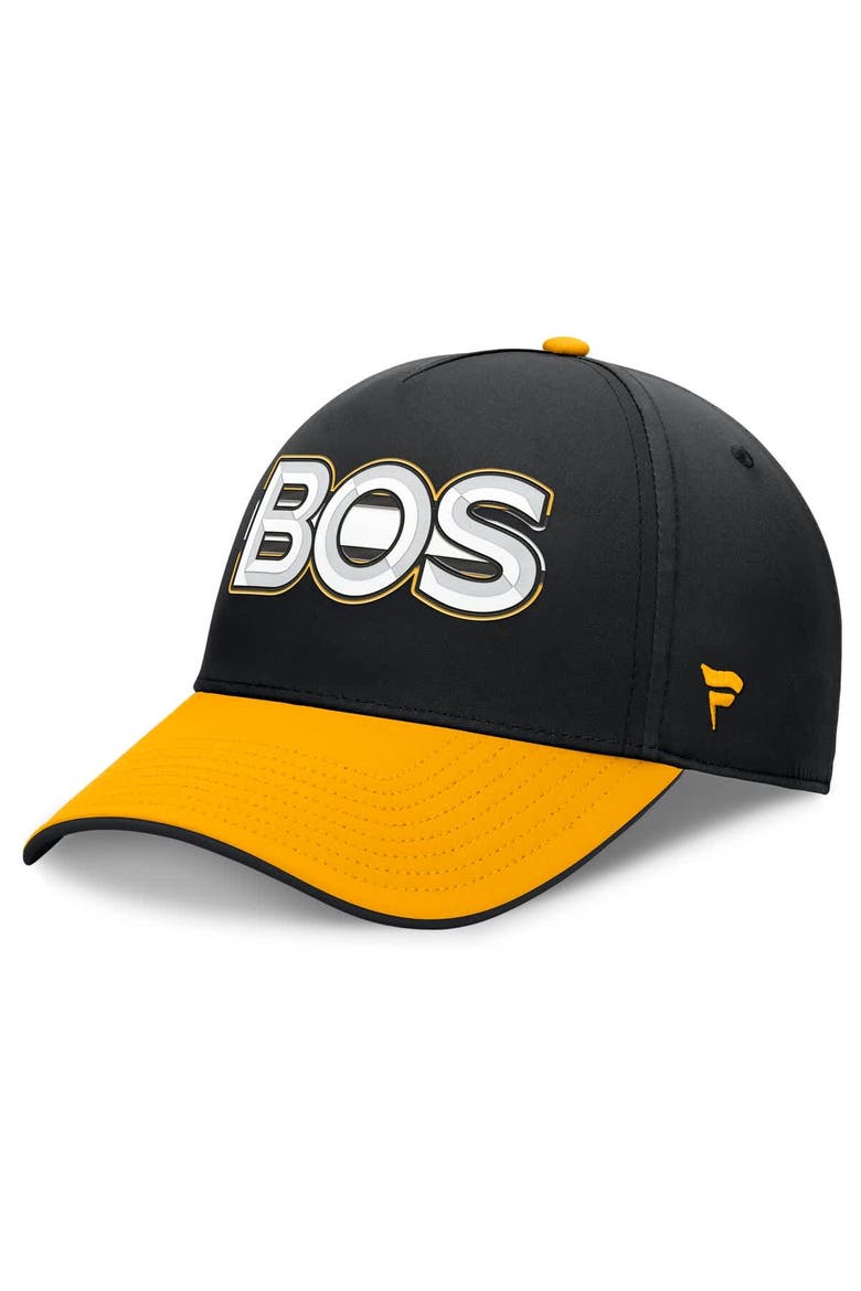 Men's Fanatics Black/Gold Boston Bruins Authentic Pro Rink Team Code Flex Hat, Main, color, Black