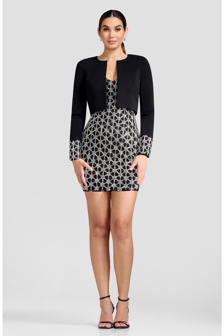 Andra Embellished Jacket, Alternate, color, BLACK-SILVER