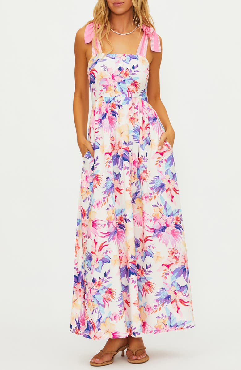 Beach Riot Charlotte Floral Fit & Flare Dress, Main, color, Hibiscus Garden