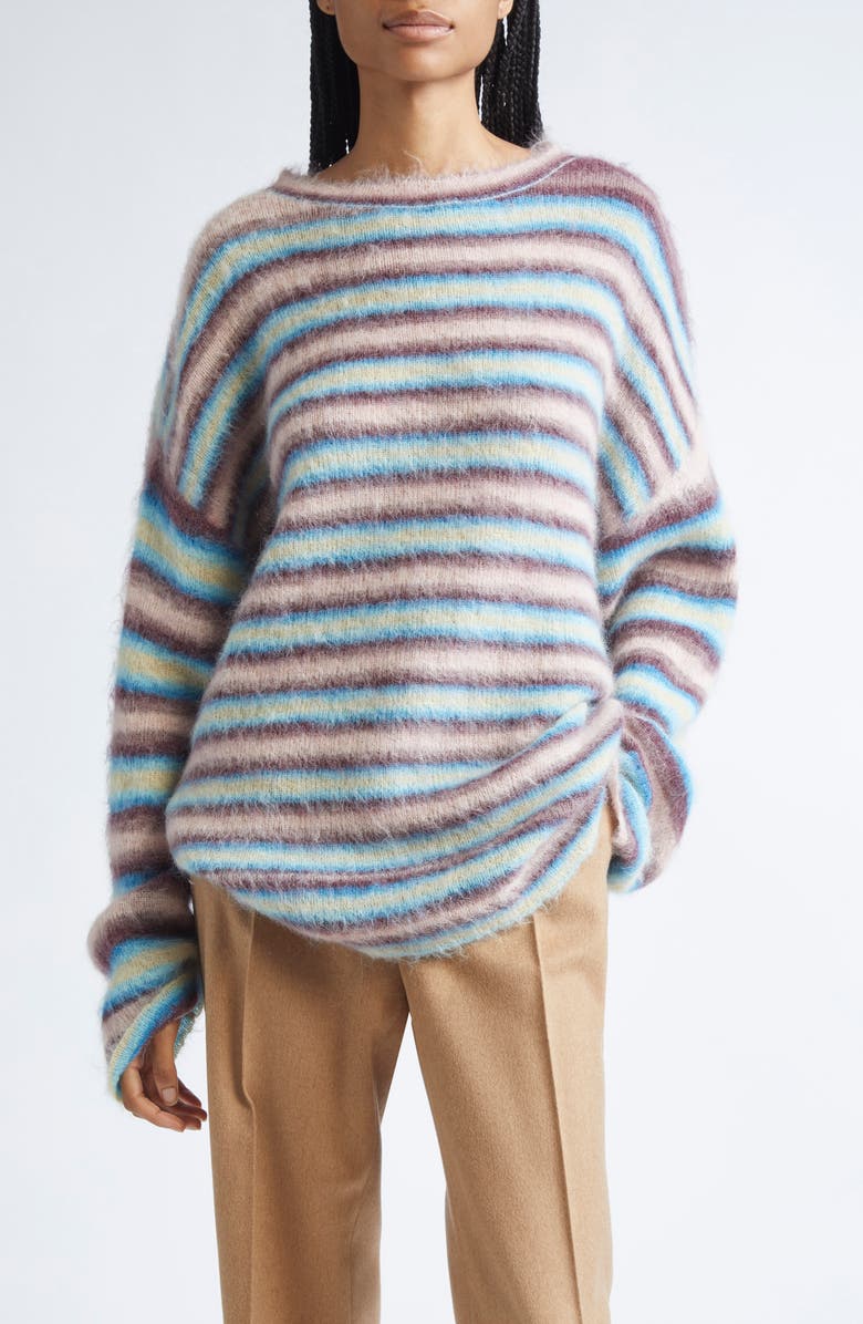 ZANKOV Lewis Stripe Mohair & Alpaca Blend Sweater, Main, color, Quartz Multi