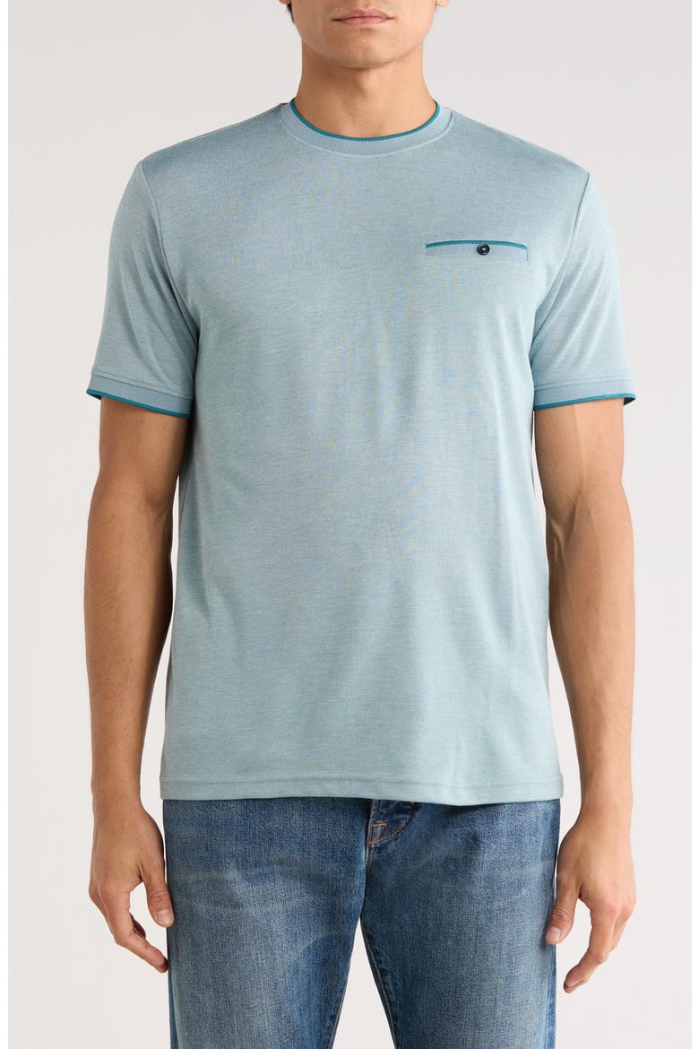 Tipped Crewneck Knit T-Shirt, Main, color, TEAL
