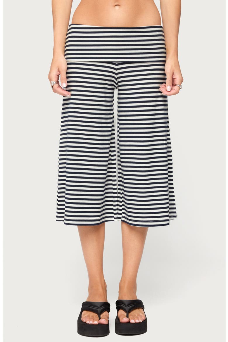 Kelia Foldover Bermuda Shorts, Main, color, NAVY-AND-WHITE