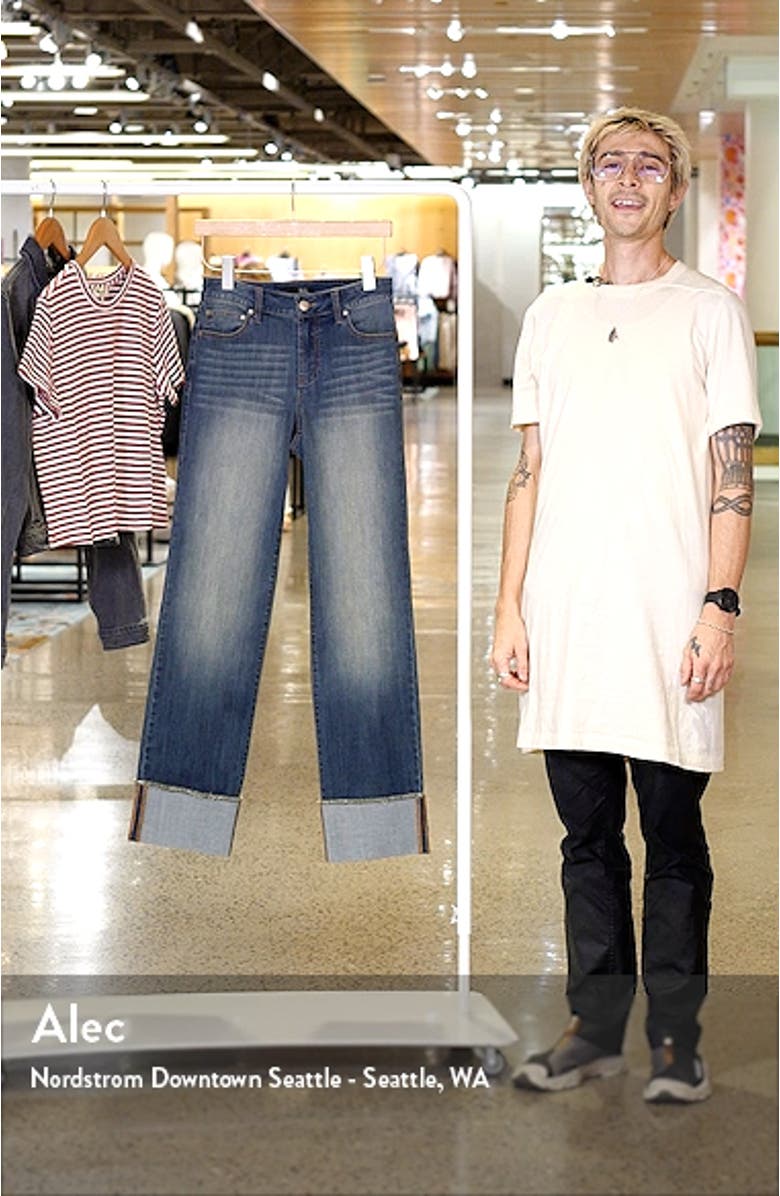 Cuffed Raw Hem Straight Leg Jeans, sales video thumbnail