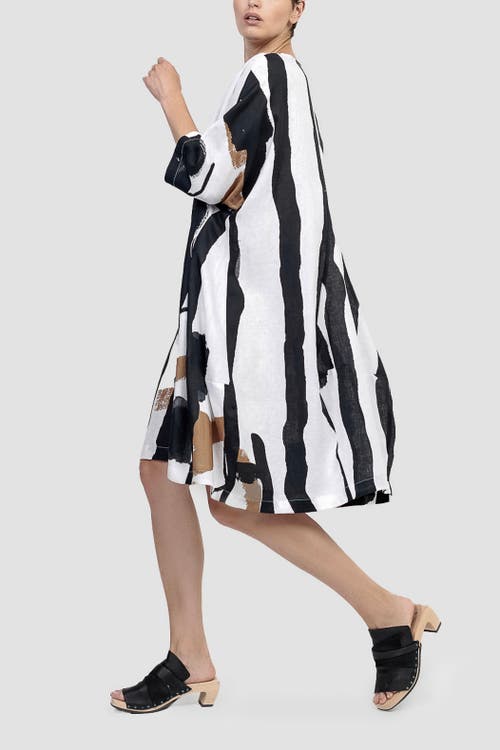 ALEMBIKA ALEMBIKA ZEBRA PRINT LINEN T-SHIRT DRESS 