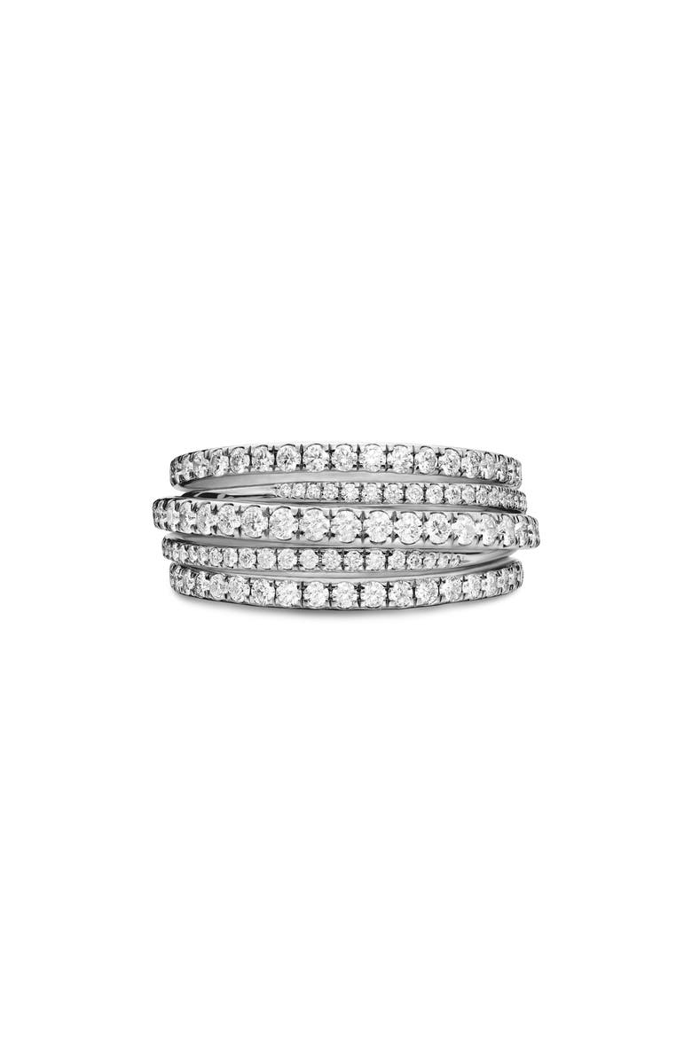 David Yurman 11MM PAVE CROSSOVER RING, Main, color, 18K White Gold