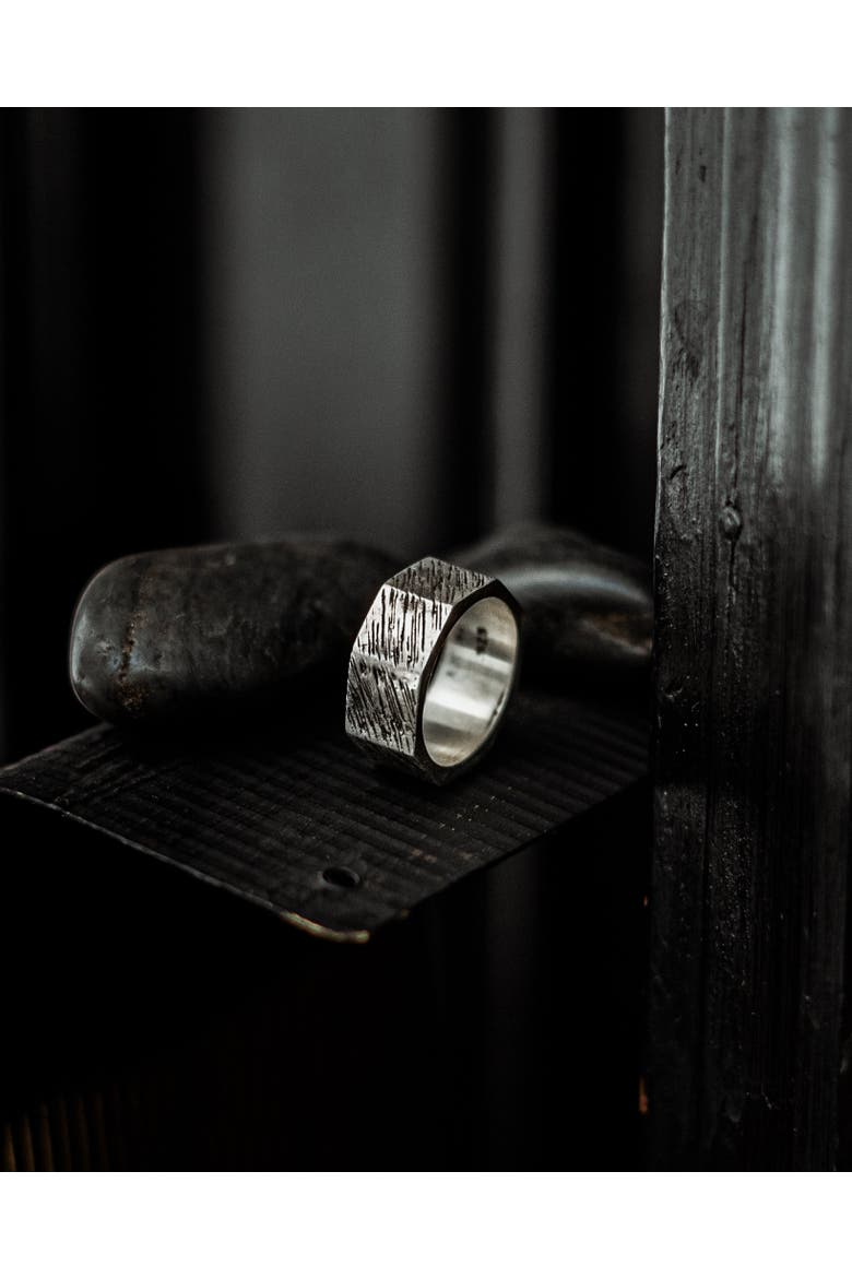 Octagonal Rustic Silver Ring, Alternate, color, Sterling Silver