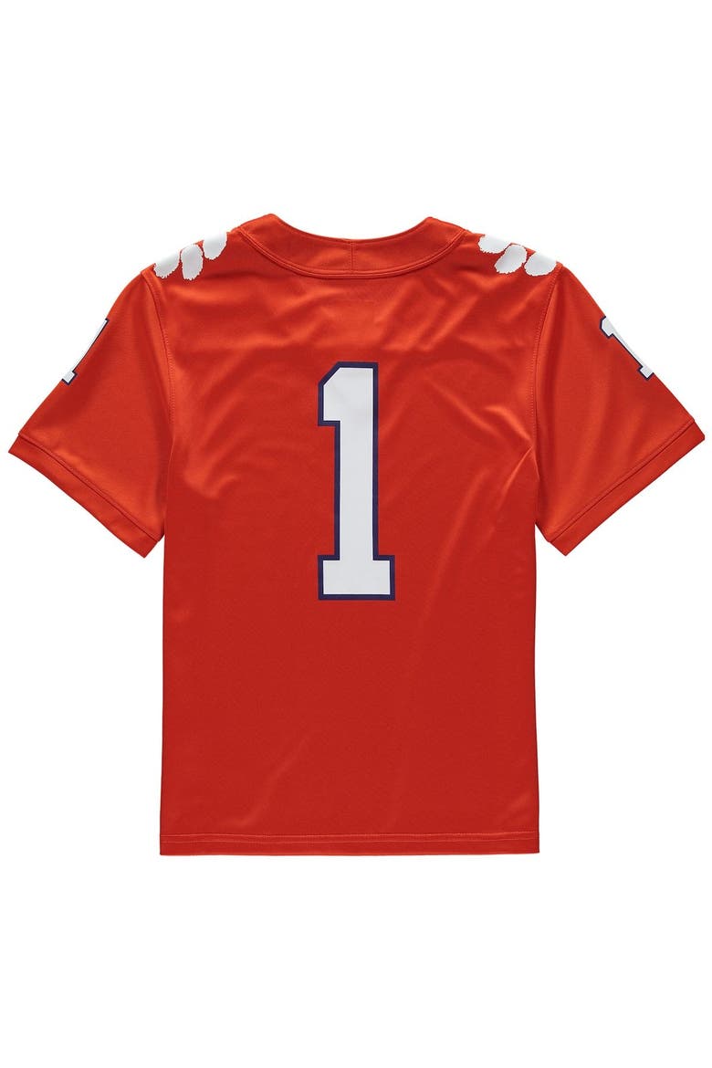 Youth Nike #1 Orange Clemson Tigers Replica Football Jersey, Alternate, color, Orange